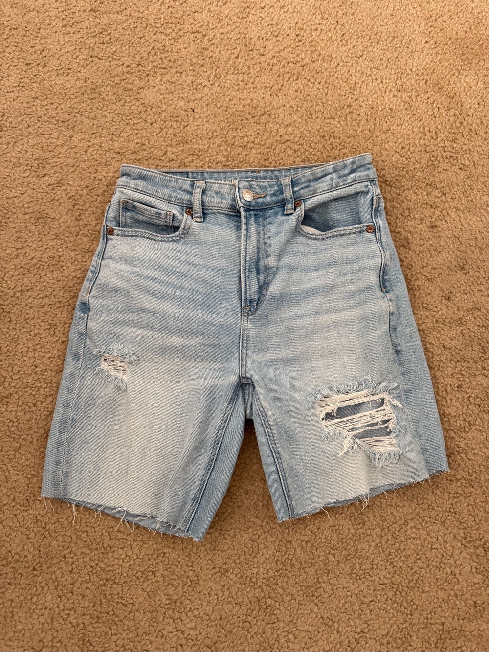 American Eagle Outfitters Light Wash Distressed Denim Shorts